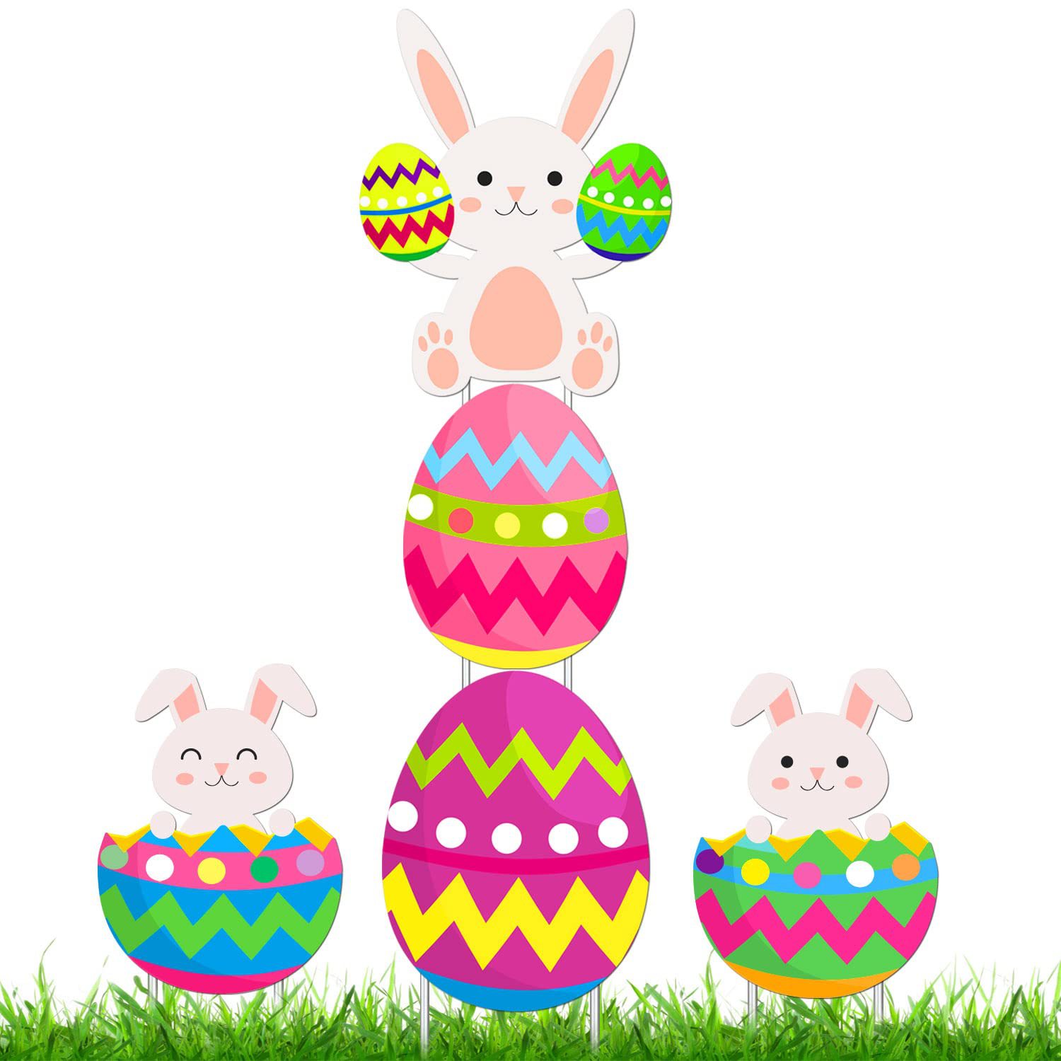 Easter yard sign little bunny egg outdoor rainproof lawn decoration…