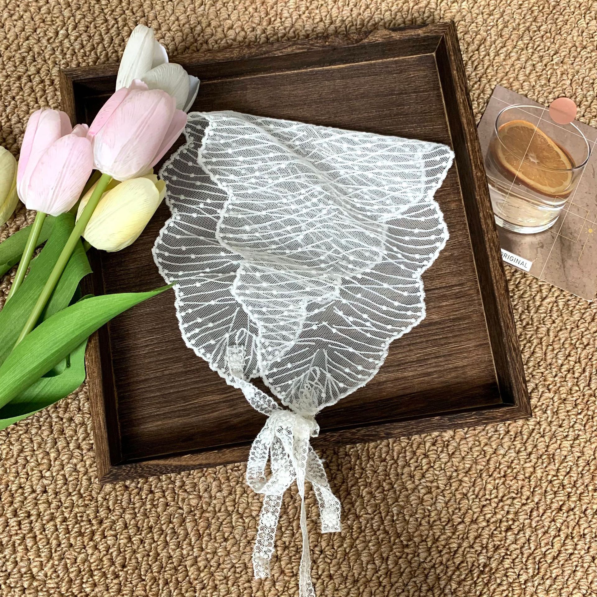 Pañuelo de seda de encaje de alta calidad verano nuevo estilo súper hada flor triángulo bufanda bufanda bufanda femenina pañuelo cinturón para el cabello atado cabello