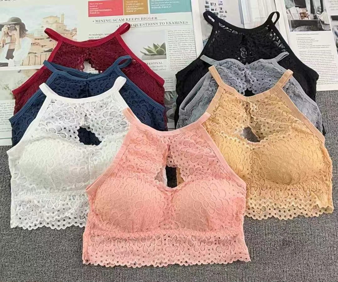 Sexy fruncido hermoso encaje trasero envuelto en el pecho se puede usar en el exterior con almohadilla para el pecho sujetador de espalda desmontable hermoso top de tubo inferior ropa interior femenina