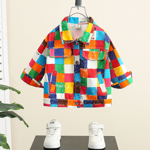 Boys' Spring & Fall Outwears 2025 New Style Handsome Plaid Jacket Tops for Small and Medium-Sized Children Baby Casual Clothes Spring Clothes