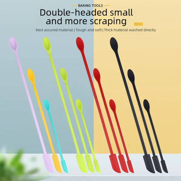 Silicone Mini small size tip scraper 3 pieces suit cosmetic bottle scraper baking tool jam double-headed spatula scraper spoon