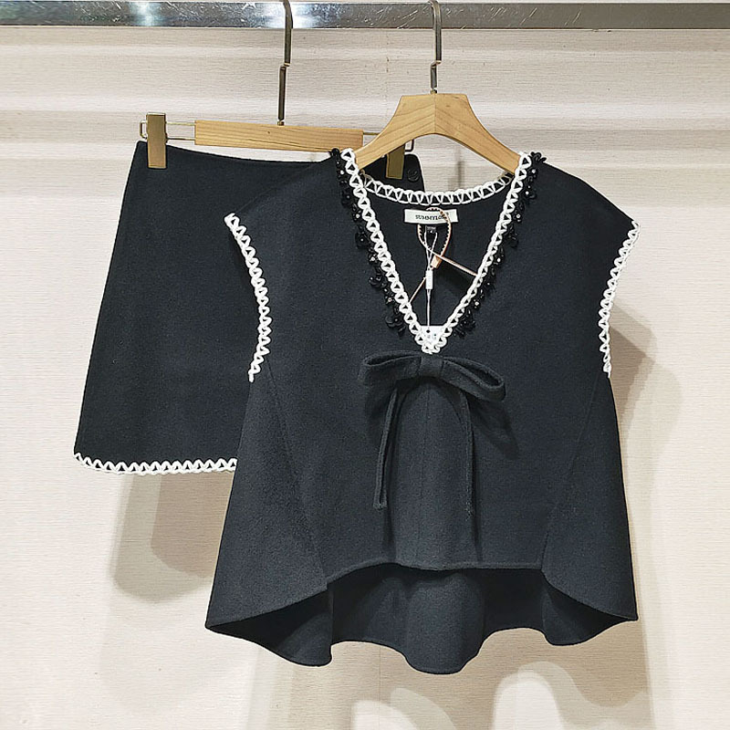 1件起批2025秋女装 XRV5S08B蝴蝶结背心+XRV5Q08A半裙套装S250792|undefined