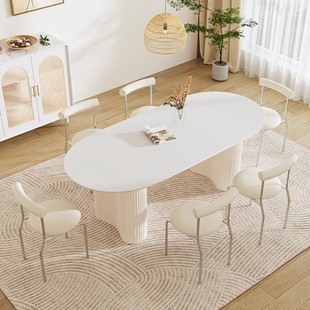 Italian Semicircular Slate Island Dining Table Integrated Home Light Luxury Dining Table Small Apartment Modern Simple Dining Table and Chair Combination