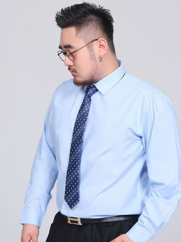 뚱뚱한 남자의 대형 긴팔 흰색 셔츠 남자 비즈니스 정장 플러스 지방 확대 셔츠 느슨한 철제 뚱뚱한 남자 작업 셔츠