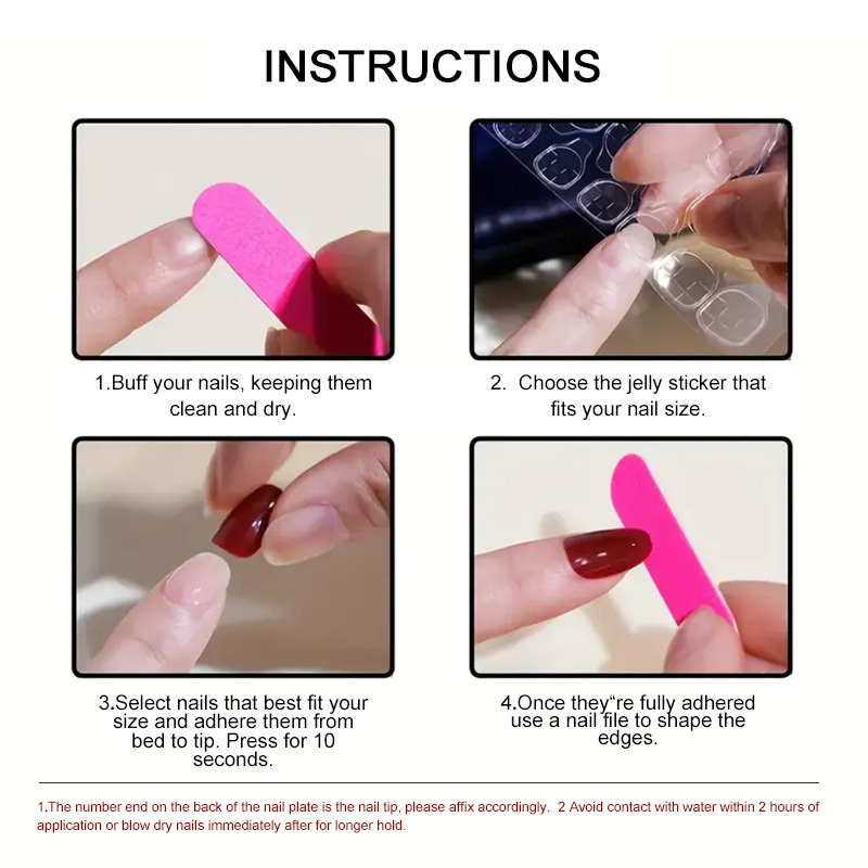 Red, Wine Red Color Rose Plastic Press-on Nails