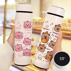 可愛海狸loopy高顏值杯子大容量露比304保溫杯茶杯溫度顯示4P