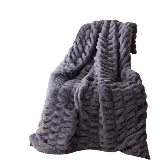 Amazon Hot Selling Stretch Bubble Rabbit Fur Blanket Casual Sofa Blanket Lunch Break Blanket Light Luxury Bed End Blanket