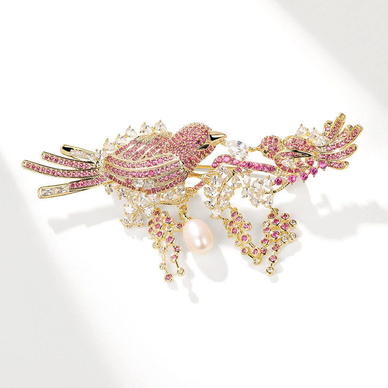 Sky luxury jewelry high-end brand Bird natural freshwater pearl empty support brooch new luxury Mother's Day gift