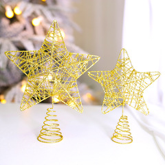 クリスマスツリーのトップ星五角星鉄芸閃粉樹頂星クリスマスツリーのトップ装飾品クリスマス星クロスボーダー