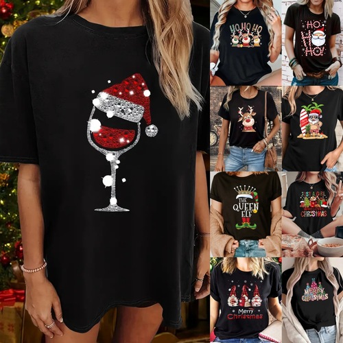Postage-free Christmas women's short-sleeve fully/semi-supported TIKTOK top for review