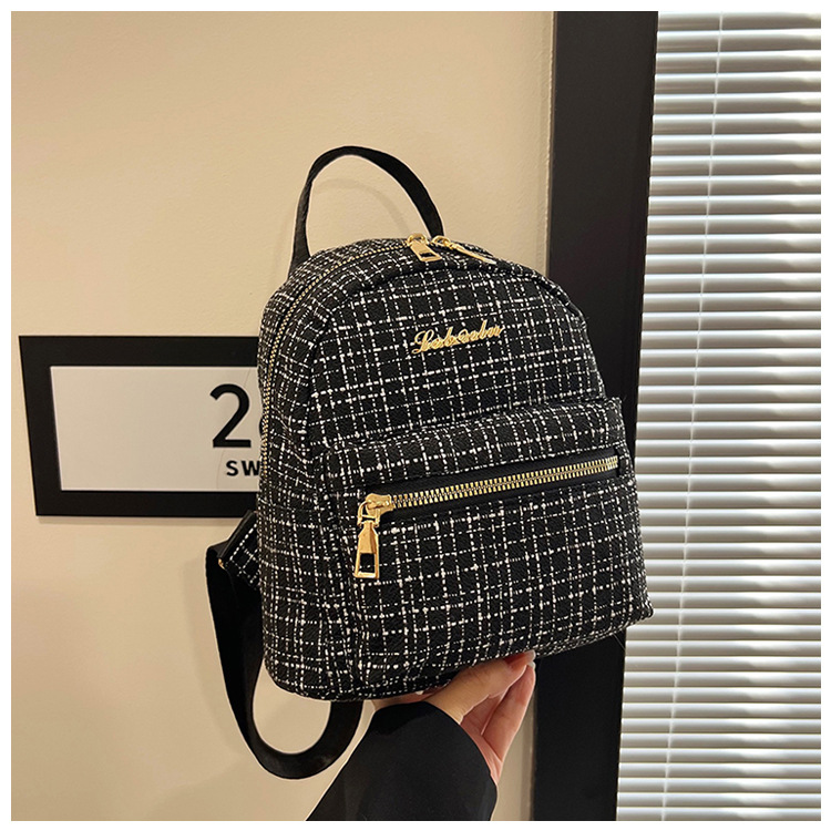 538g Weight Zipper Closure Type Double Shoulder Straps Strap Type Functional Backpack Bags Type Casual, Shopping Occasion Pu Leather Material Women's Backpack Backpack Plaid Pattern All Seasons Season Women's Gender Elegant, Streetwear Style Square Shape Plaid Casual Shopping Women's Backpack Functional Backpack 14