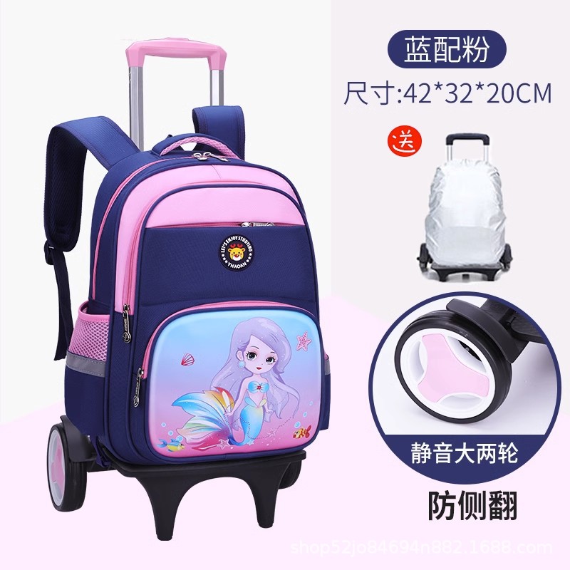 Elementary School students pull-rod schoolbags for grades 3 to 6 large-capacity back-pull dual-purpose boys climbing stairs astronauts pull-pull luggage case