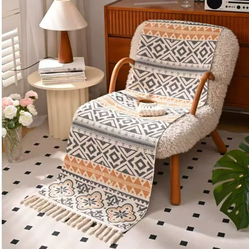Скандинавский журнальный столик хлопковая тканая кисточка хлопковый и льняной коврик простой спальня прикроватная Гостиная Офис фото ковер