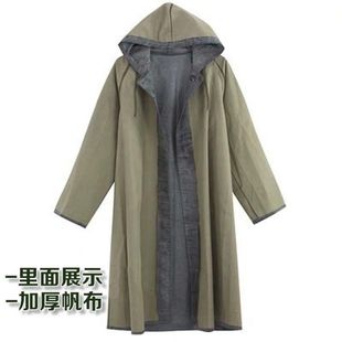 Long Vintage Long Thickened Rubber 8 Outdoor Army Green 7 Style Poncho Canvas Raincoat Labor Protection Raincoat Flood Fighting and Rescue