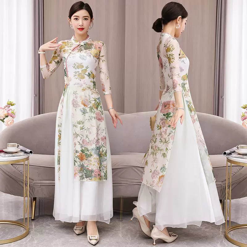 9620 Fanyan Same Style Танцевальная одежда Марлевая одежда с рифмой для тела Китайский танец Этническая танцевальная одежда Одежда для выступлений Комплект из трех предметов для женщин