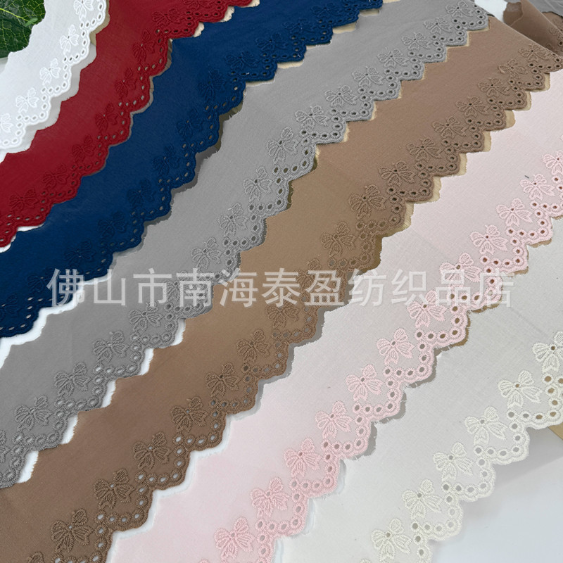 Taiying 5.8cm Wide Lolita Cotton Thread Bowknot Fine Cotton Colorful Lace Embroidery Clothing Accessories Home Decor Doll