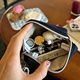 Simple Denim Love Embroidery Cosmetic Bag Certificate Bag Earphone Bag Portable Small Bag Dirt Resistant Coin Purse Red Bag
