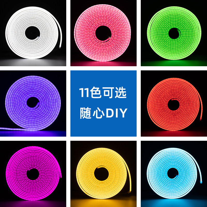 Juego de tiras de luces LED impermeables de silicona de bajo voltaje 12 V - Tira de luces de neón para iluminación decorativa empotrada en armarios