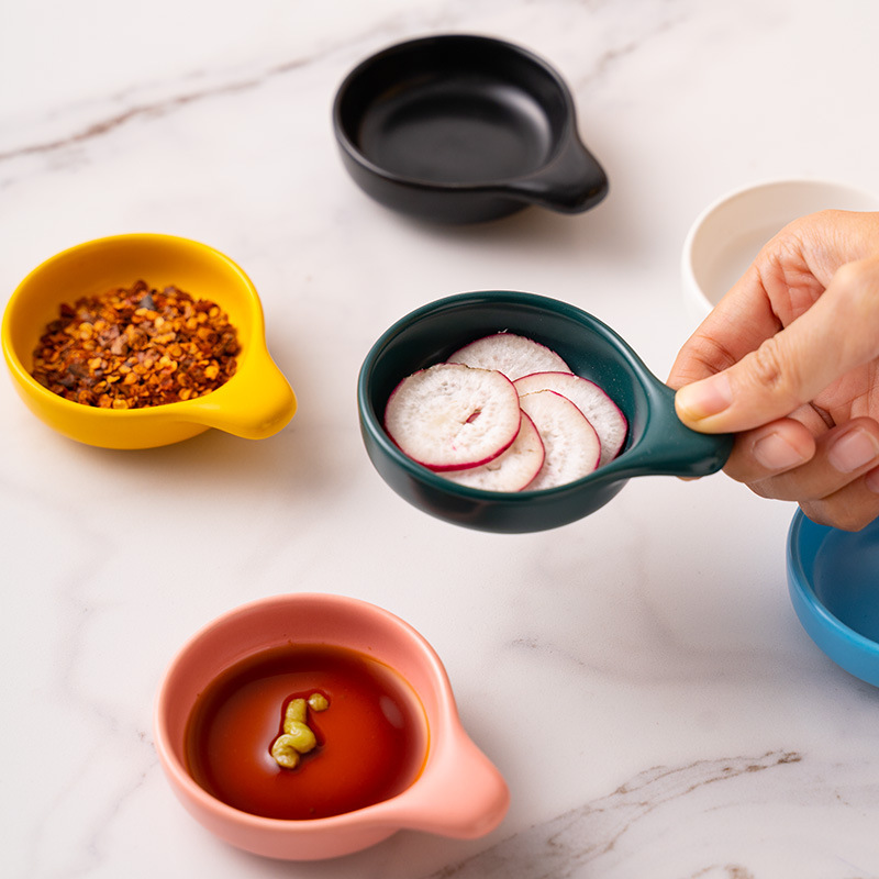 Handheld Sauce Plate Ceramic Household Creative Dip Plate Food Supplement Small Dish Sauce Commercial Vinegar Plate Small Plate
