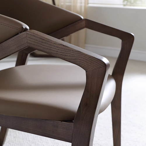 Italian minimalist white wax wood solid wood dining chair home dining chair guesthouse designer armrest back chair Nordic chair 
