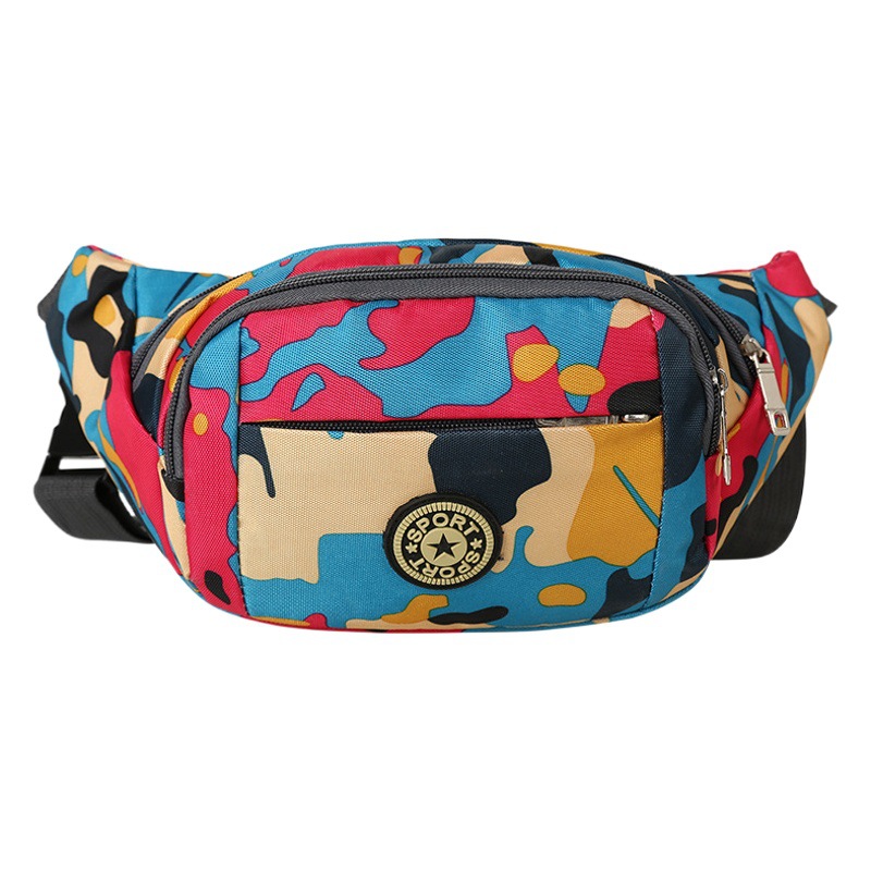 Cross-border New Round Logo Fashion Camouflage Waist Bag Outdoor Mobile Phone Fashion Crossbody Chest Bag Men's Travel Mountaineering Bag
