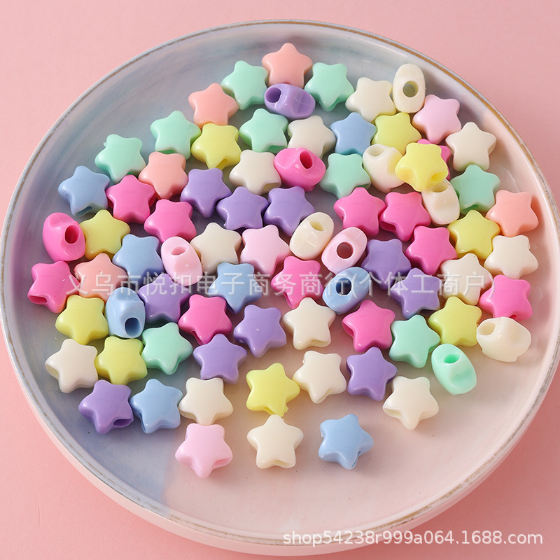 Macaron-Colored Five-Pointed Star Straight-Hole Loose Beads for DIY Phone Chains, Keychains, Materials, Accessories, Beads
