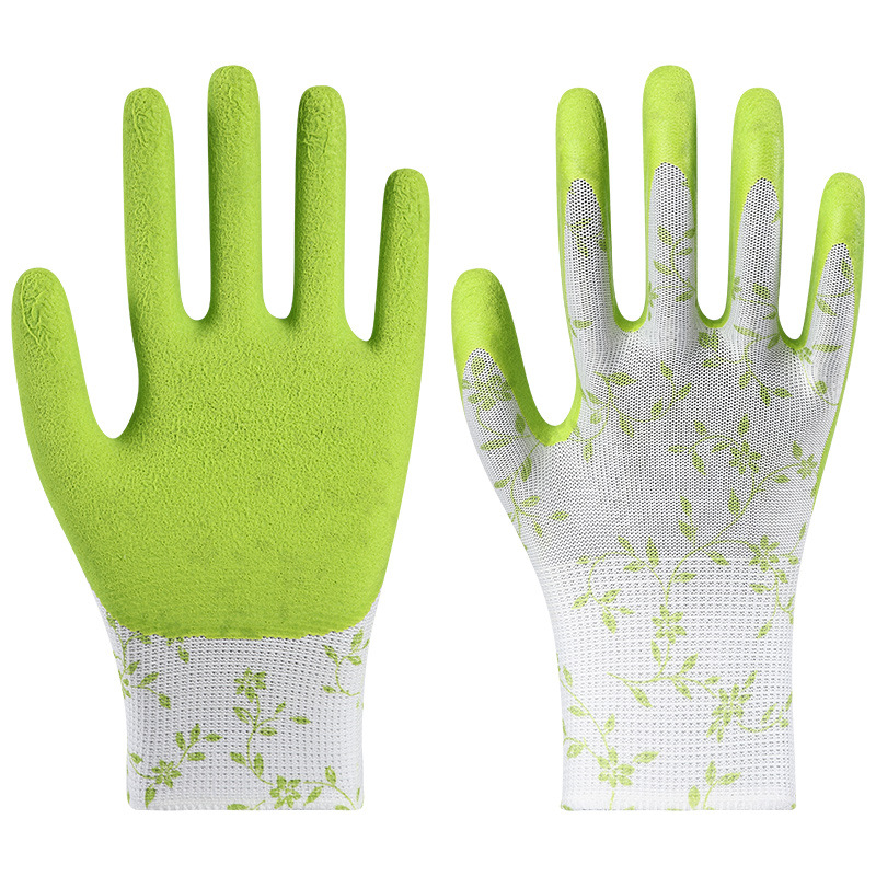 Guante de jardinería de látex verde
