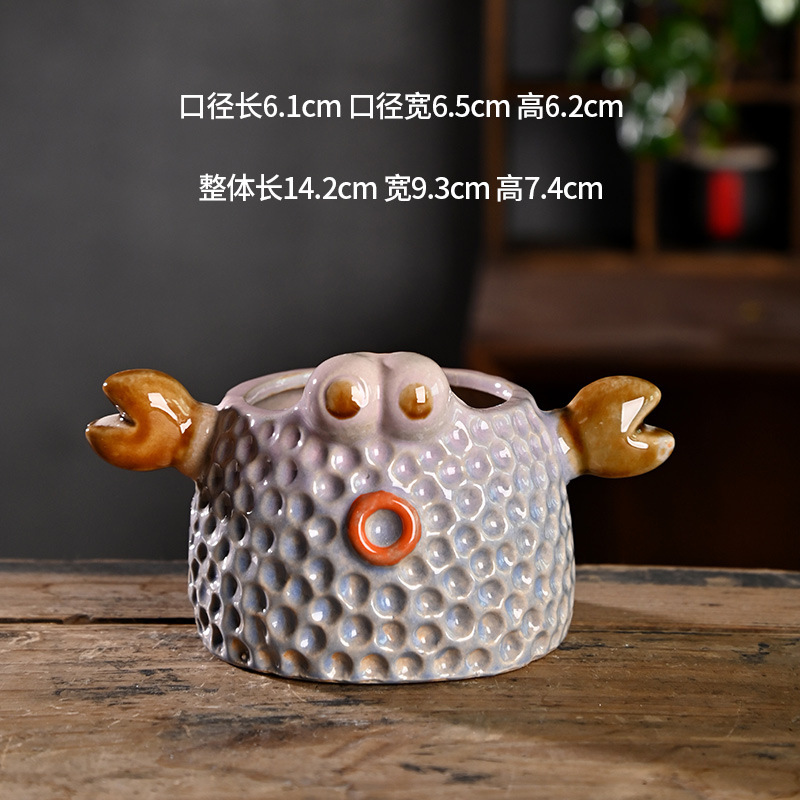 Maceta de carne de dibujos animados, personalidad creativa, escritorio, transpirable, animal, cerámica de gres, maceta de cerámica, liquidación al por mayor