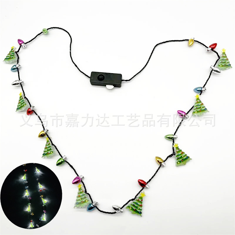 2025 新しい LED 発光ネックレスクリスマス装飾品 LED ライトフラッシュ小さなイチゴ電球ネックレスビーズチェーン|undefined