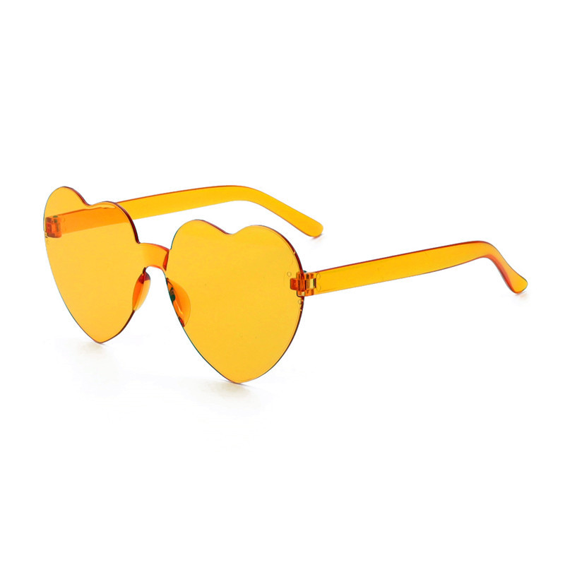 Corazón de melocotón gafas de sol amorosas gafas de sol sin marco gafas de estilo de fiesta gafas de sol de moda