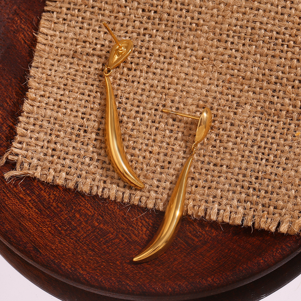 Stitching Water Drop Stainless Steel Earrings