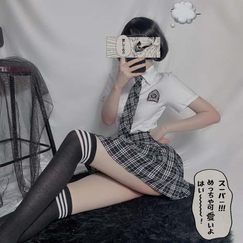 Large size sexy underwear Japanese style pure desire campus style student uniform temptation jk plaid skirt role play suit 3025
