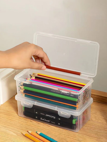 Pencil case transparent minimalist stackable large capacity student stationery box multi-functional sketch art brush storage box
