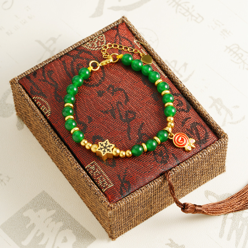 Nuevo estilo chino de oro vietnamita goteo de aceite Lollipop de color copo de nieve jade pulsera nicho alto nivel de fábrica de joyería al por mayor