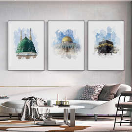 北欧简约建筑物客厅海报玄关壁画帆布装饰画图片挂画画芯喷绘批发