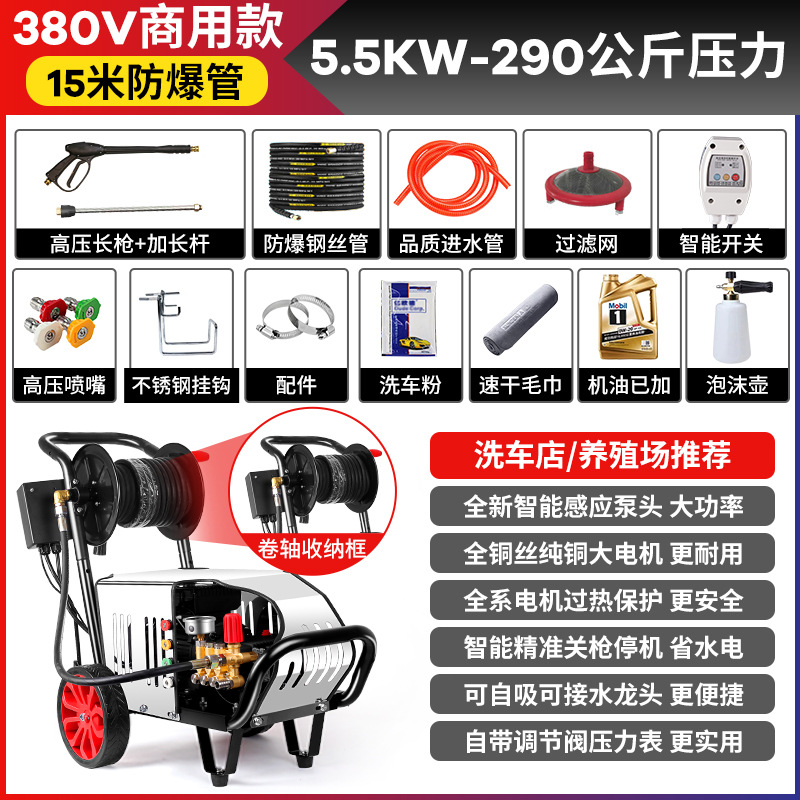 Negro gato industrial comercial ultra-alta presión lavadora de coches domésticos de alta potencia Granja tienda de lavado de coches automática 220V