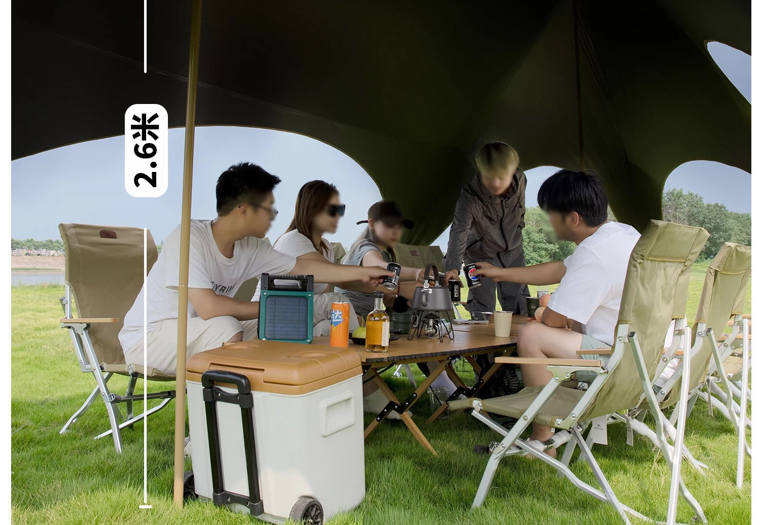 Outdoor Primitive Camping Tarp Tent Double-Peak Tarp Camping Sun Protection Rainproof Black Glue Windless Rope Sunshade Canopy