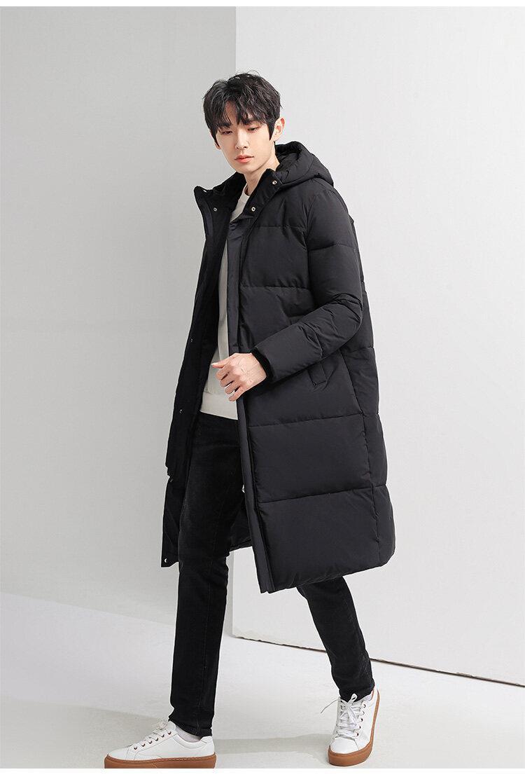 Men's Padded Coat Mid-length Thickened White Duck Down Jacket_voghion.com