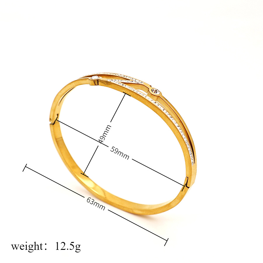 Forme De Cœur Rétro Style Classique Plaqué Or 18K Acier Inoxydable 304 Diamant Artificiel Bracelet En Masse display picture 2