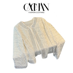 2025春の新型国風重工刺繍ビーズの高級ショートコート女性の軽豪華な中国式のゆったりした上着