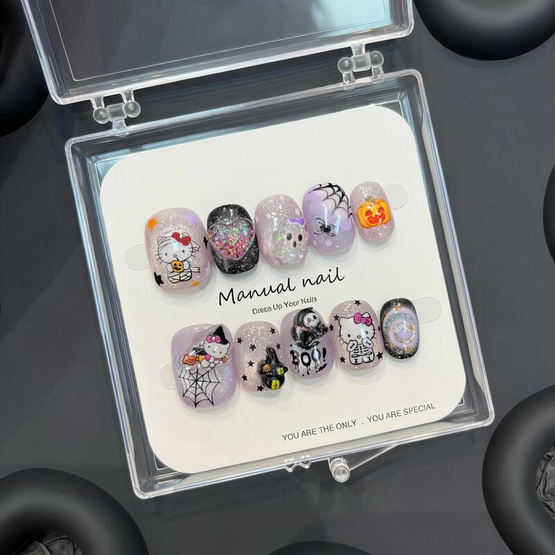 【Halloween】Handmade Cute Cartoon Girl Short Round Removable Nail Stickers A805 【Halloween】Handmade Cute Cartoon Girl Short Round Removable Nail Stickers A805
