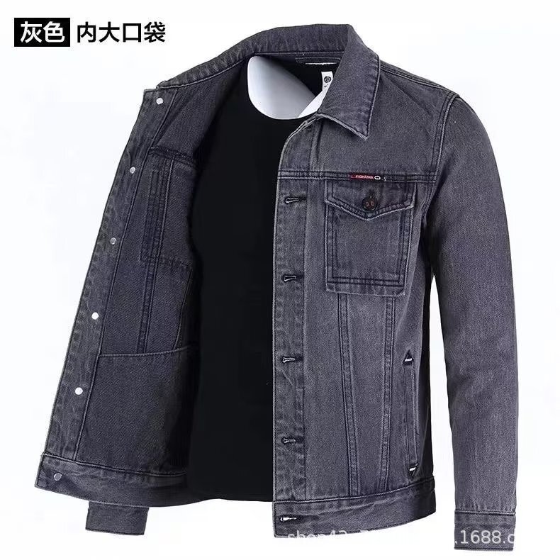 Men's Jacket Autumn New Denim Jacket Men's Fashion Easiest for Match Black Gray Jacket Casual Trendy Top