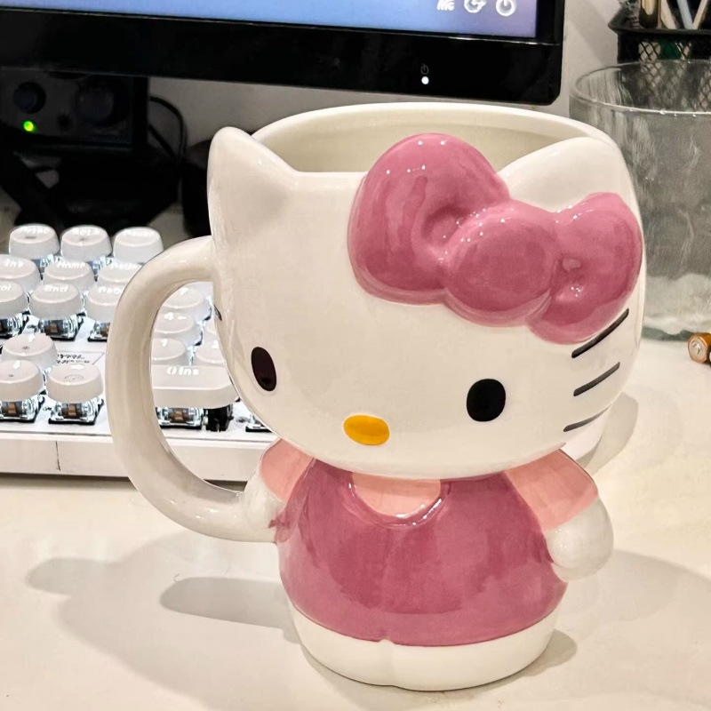 Hellokitty taza de cerámica taza Katie taza creativa taza de agua de dibujos animados linda niña práctica de gran capacidad