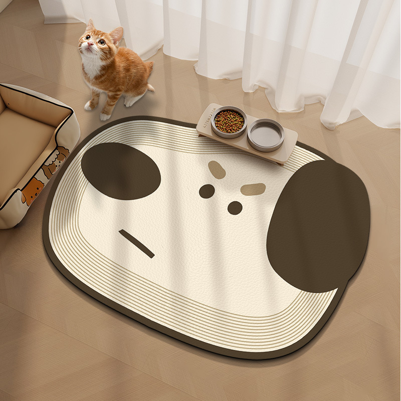 Cojín de comedor de mascotas creativo de dibujos animados resistente a la suciedad, cojín de cuero limpiable, resistente al desgaste y al rasguño, fácil de cuidar, cojín antideslizante