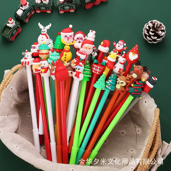 Christmas Straight Stick Gel Pen Cute Cartoon Creative Learning Reward Cute Creative Santa Claus Student Stationery