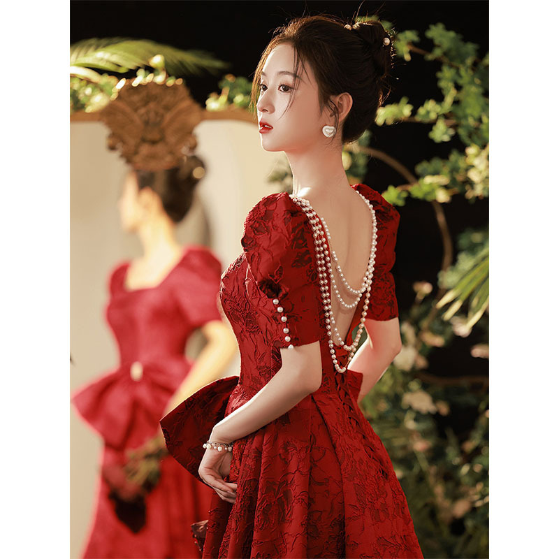 Bridal Toast Dress 2026 New High-End Light Luxury Niche Petite Mid-Length Dress That Can Be Worn Casually as an Engagement Dress