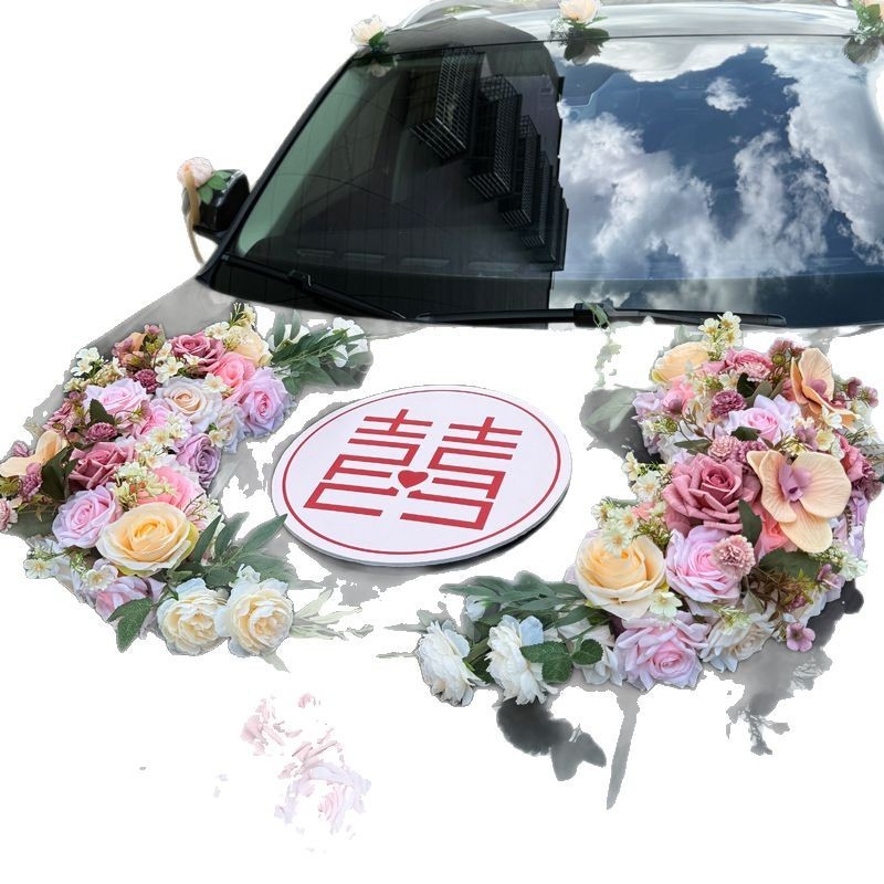 結婚式の車の装飾、フロントフラワー、メインカーとサブカー、フラワーカー、ウェディングラテアートアレンジメント、フロントカーフラワー、ウェディングフリート、吸盤、ルーフ|undefined