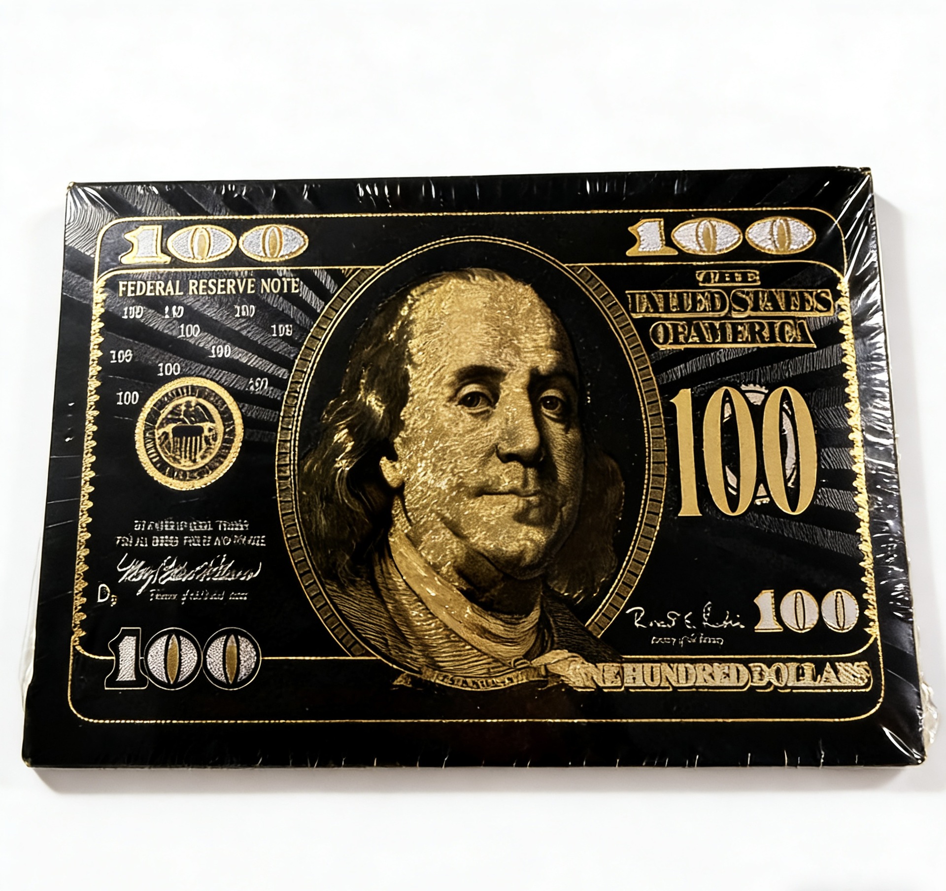 Cartas de juego de dólar, cartas de juego de lámina dorada, oro rico, oro negro, cartas de juego impermeables, venta al por mayor, comercio exterior transfronterizo, rejillas doradas, gran oferta