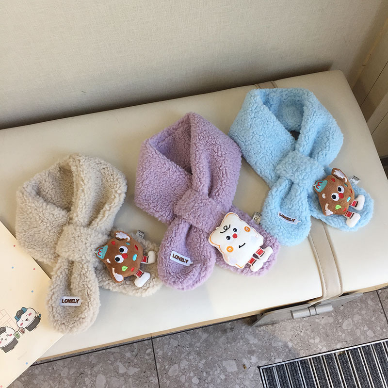 冬季毛茸茸围巾女学生可爱卡通保暖户外防风围脖儿童宝宝加厚脖套|undefined