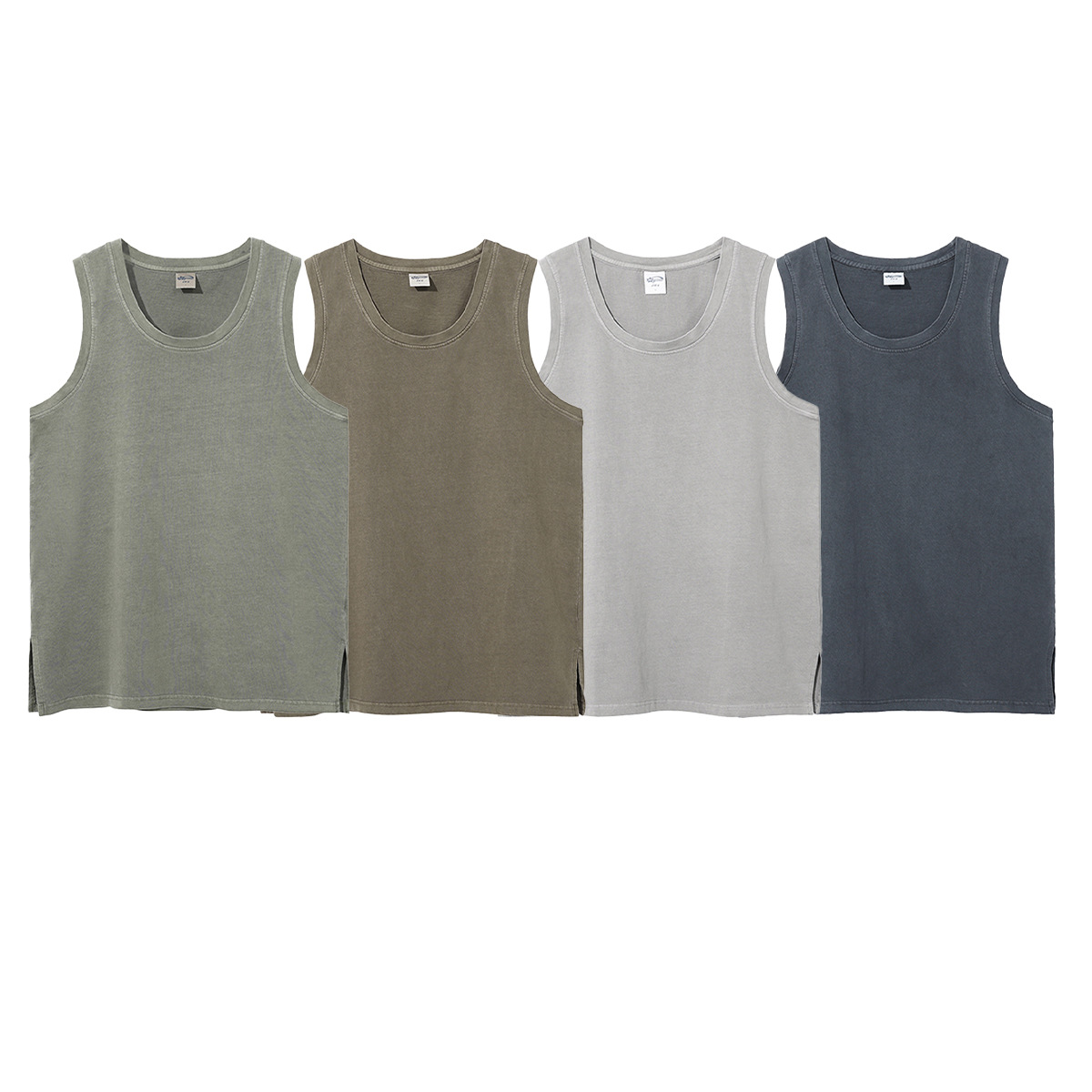Chaleco de verano, nuevo producto, estilo retro lavado, con dobladillo dividido y efecto desgastado, chaleco informal deportivo para hombre, camiseta sin mangas de algodón puro para hombre